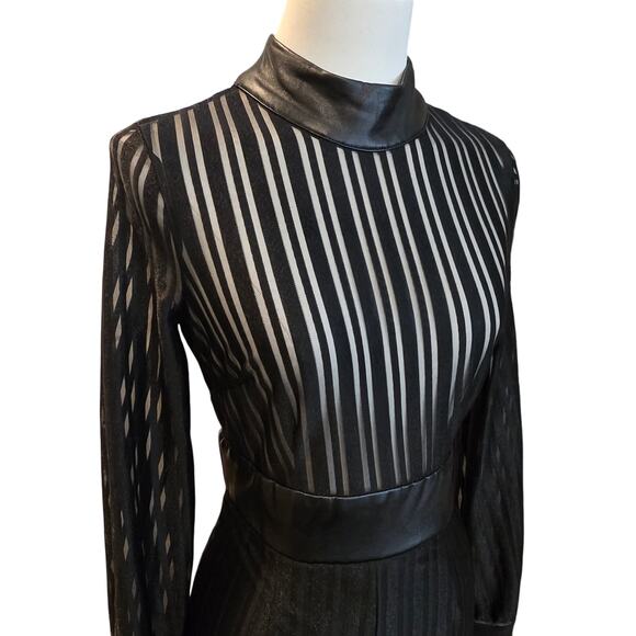 Women's Black Mesh Sexy Jumpsuit With Padded Shoulders Size. Small - Picture 2 of 8